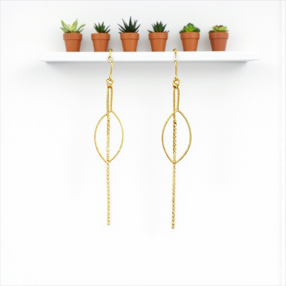 Gold Drop Earrings/ Rhinestones
